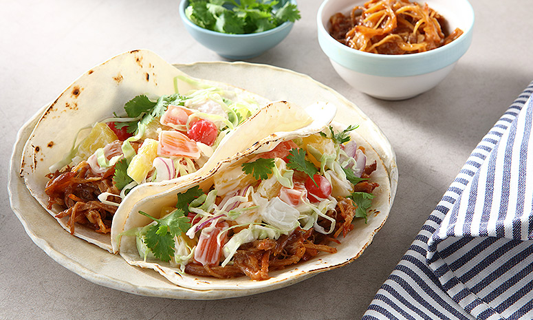 Pulled Pork Tacos with Fruit Slaw Recipe